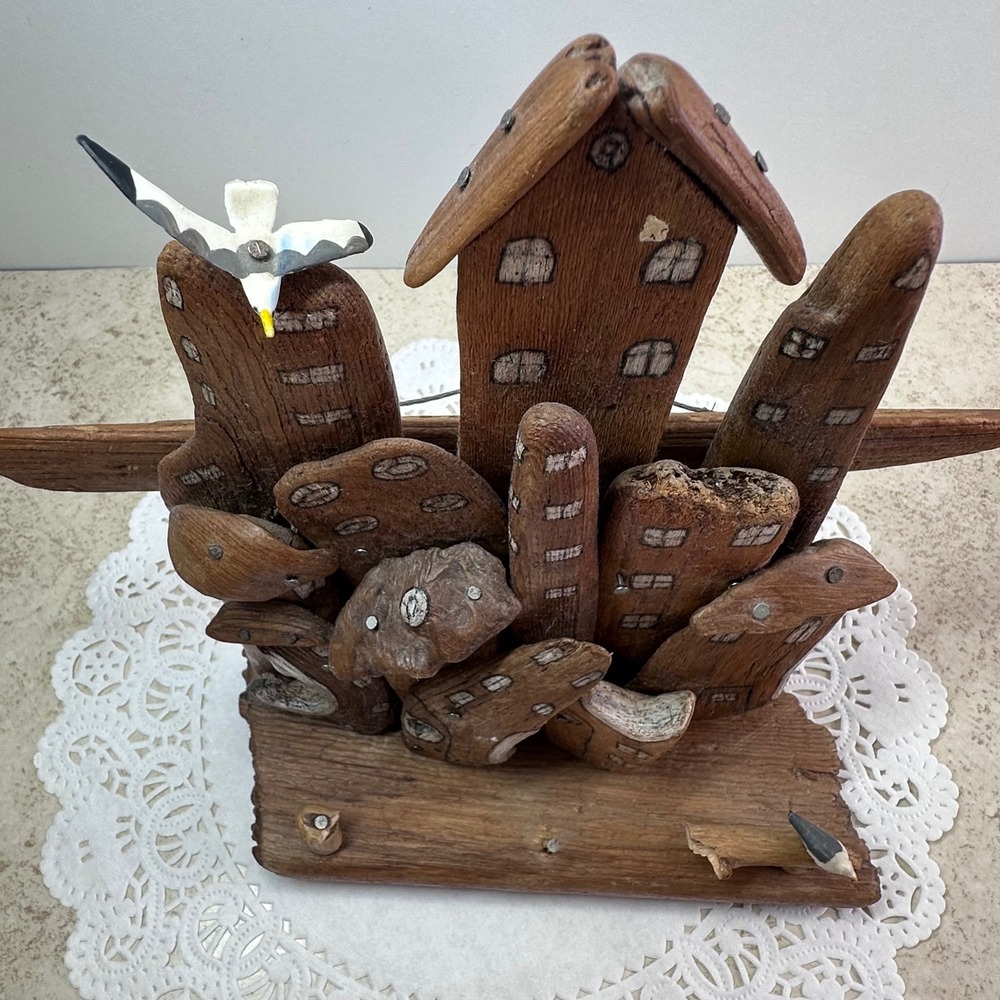 Nature's Gems Driftwood Miniature Sculpture C. Wilcot Brown Vintage Coastal Art - Picture 12 of 14